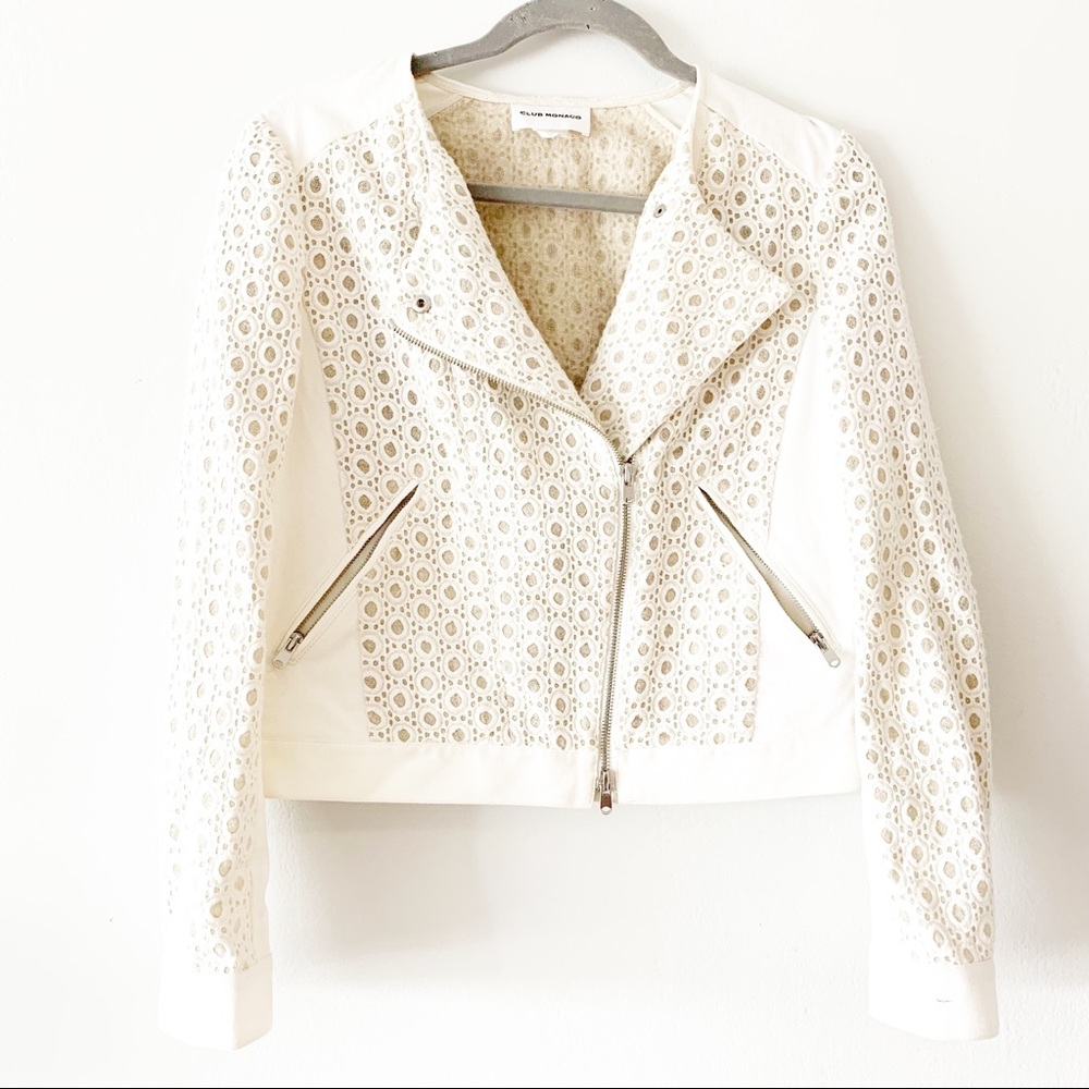 Club Monaco Quilted Lace Cream Jacket 4